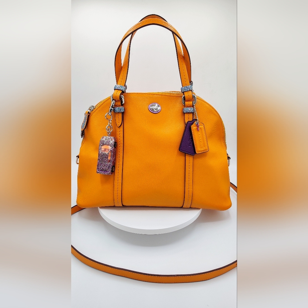 Coach Orange and Purple Satchel with Structured Design